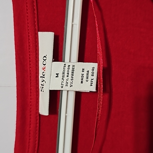 Medium Style & Co. Red Sequence Tunic Top - Picture 7 of 8